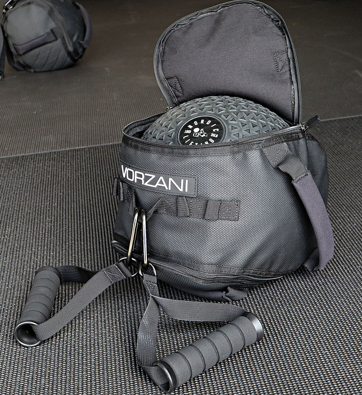 VORZANI Fit Sphere + App Bundle — Portable Home Gym (11.5 Inch) · Covering, Handle Kit + 12 Months of the VORZANI Fit App · Weighted Ball Sold Separately